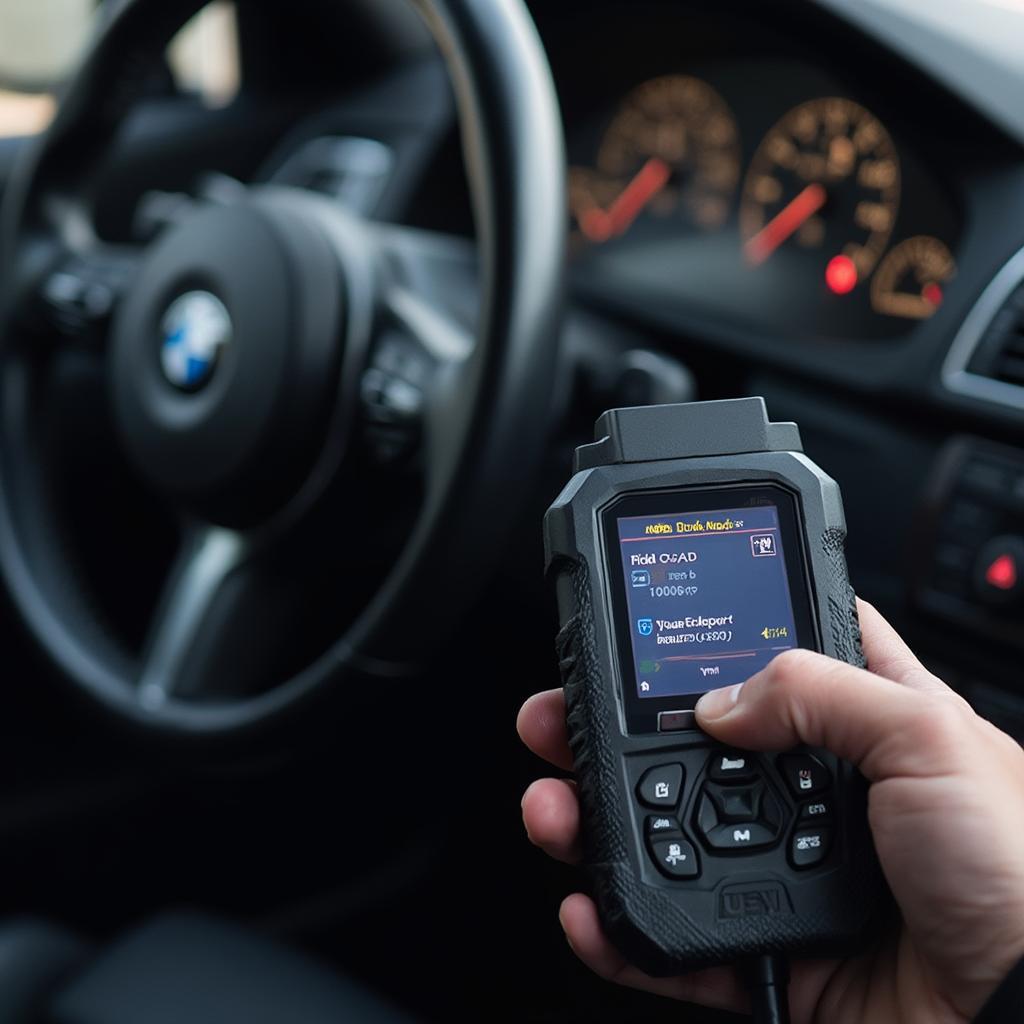 Mechanic Reading OBD2 Codes on a BMW