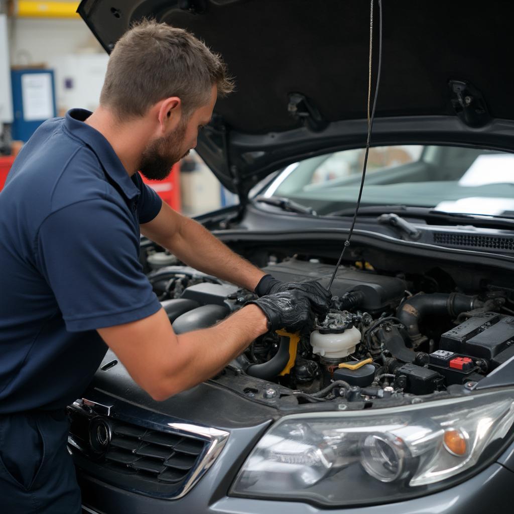 Mechanic Repairing EVAP System Component