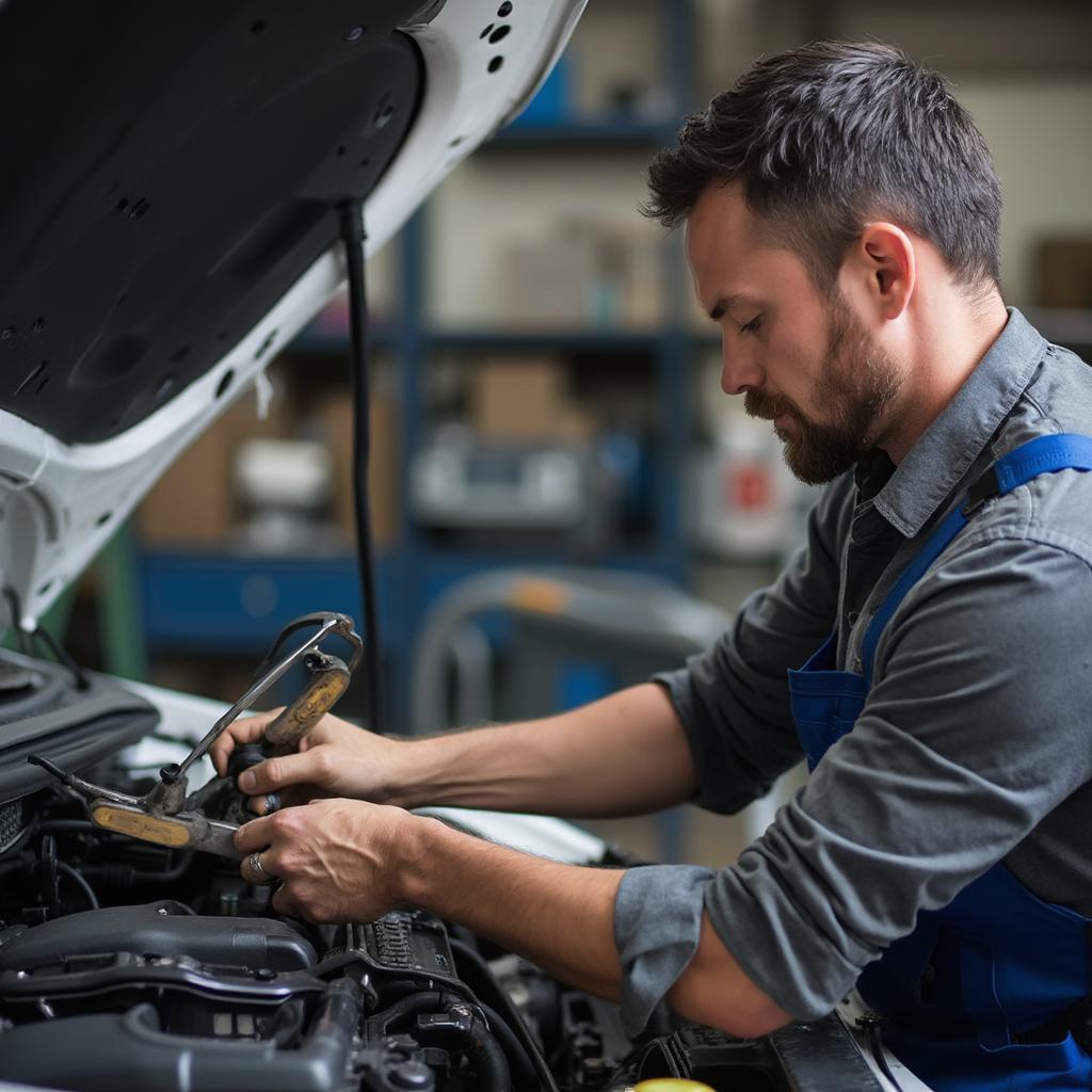 Mechanic Repairing Evaporative Emission System