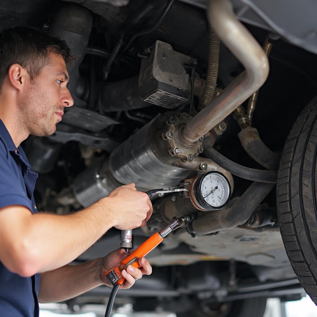 Mechanic Replacing Exhaust Pressure Control Valve