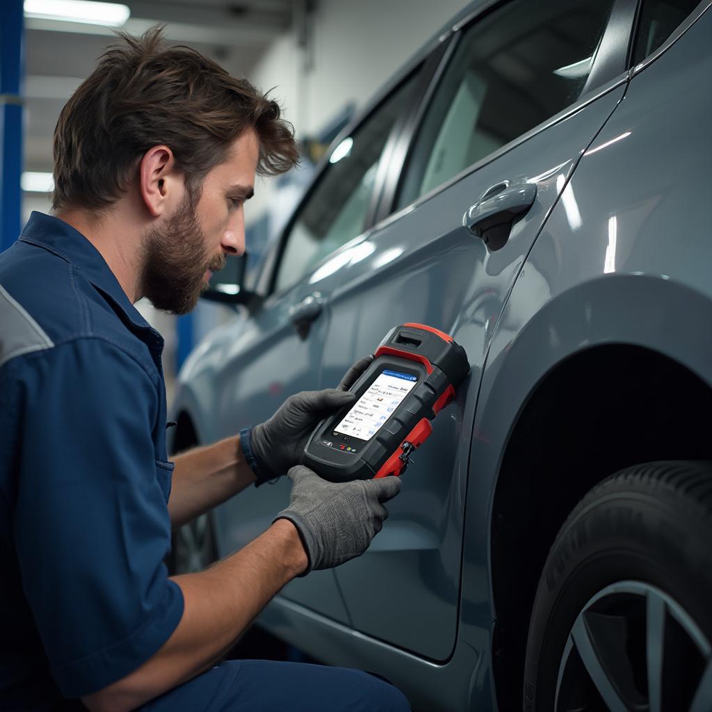 Mechanic Using 3120 OBD2 Scanner