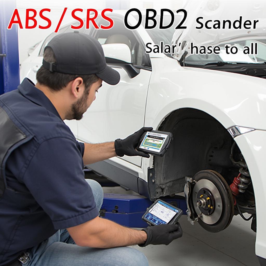 Mechanic Using an ABS/SRS OBD2 Scanner