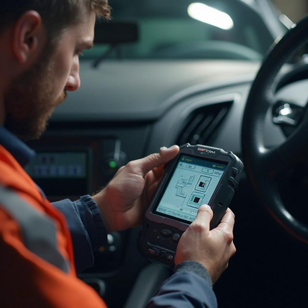 Mechanic Using an Advanced OBD Scan Tool