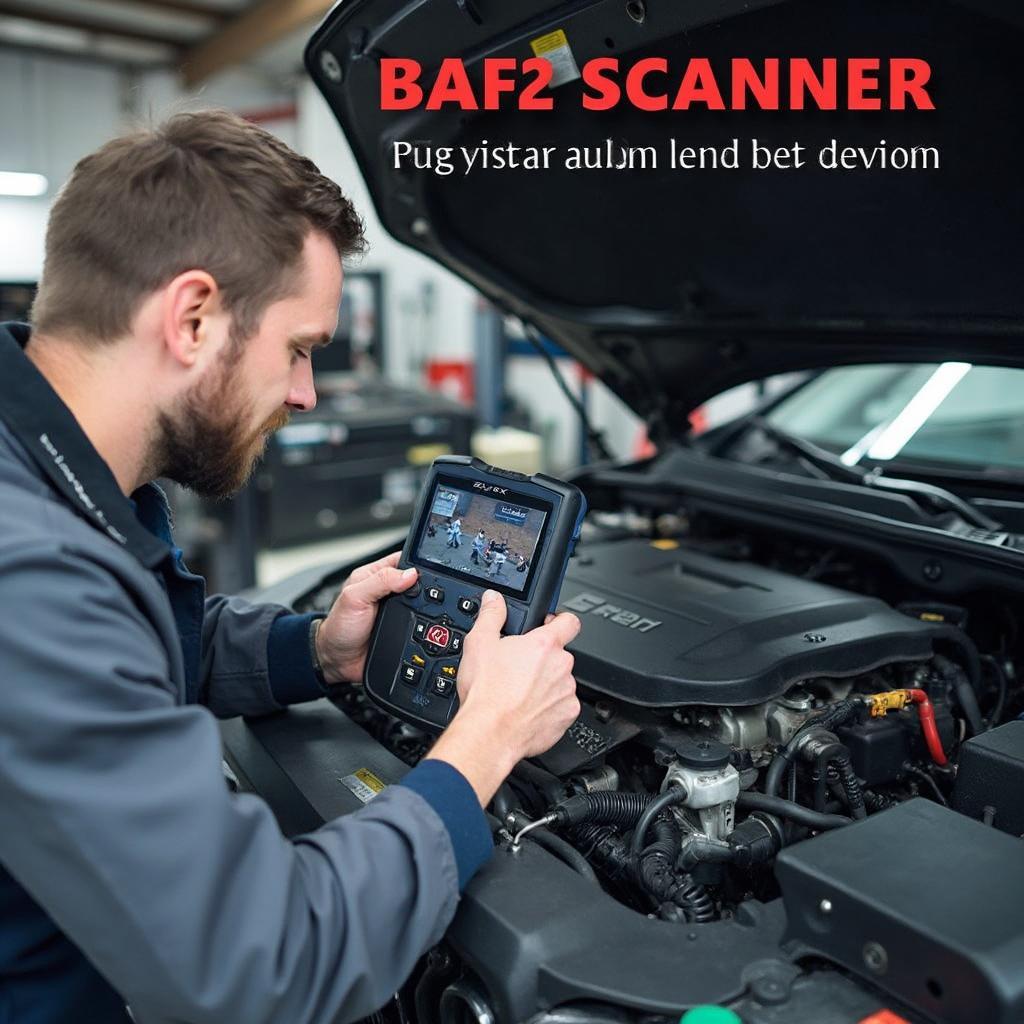 Mechanic Using BAFX OBD2 Scanner in Workshop