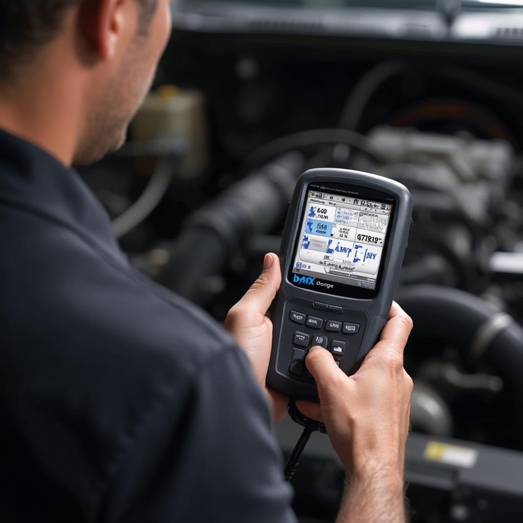 Mechanic Using BAFX OBD2 Scanner on a 2000 Dodge Durango 5.9L V8 Engine