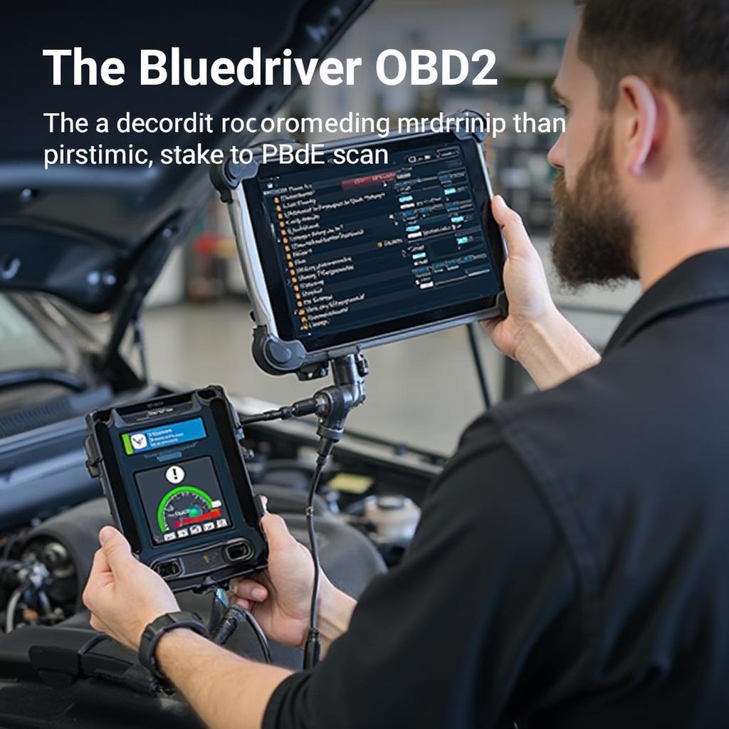 Mechanic Using Bluedriver OBD2 Scan Tool for Diagnostics