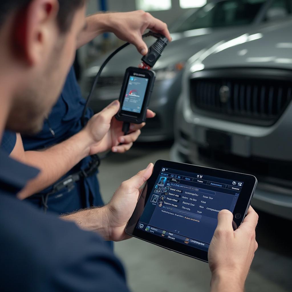 Mechanic Using Bluetooth OBD2 Reader