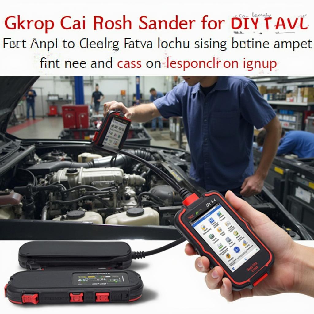 Mechanic Using Cen Tech OBD2 Scanner in a Workshop