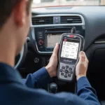 Mechanic Using a Centech OBD2 Scanner