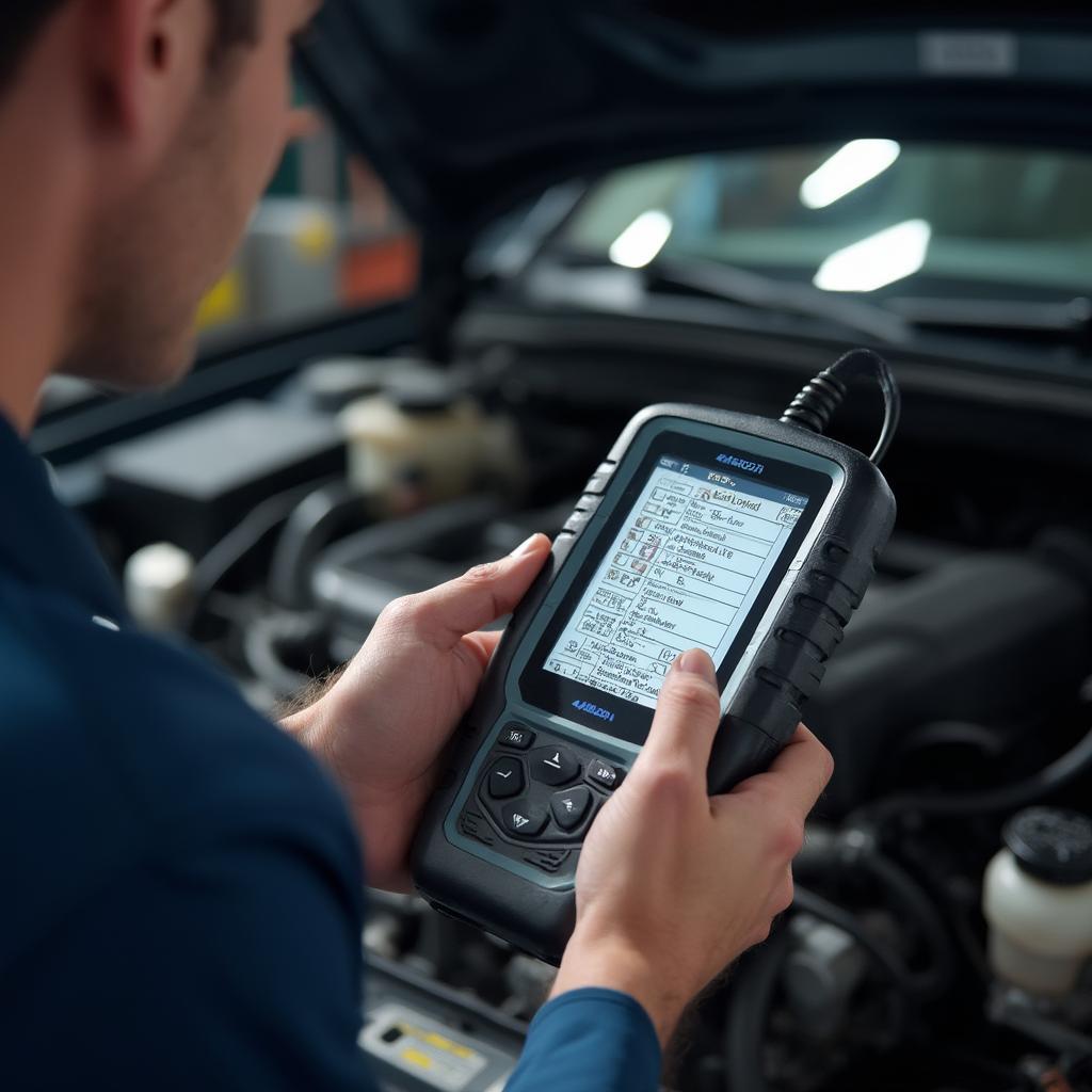 Mechanic Using Enhanced OBD2 Scan Computer