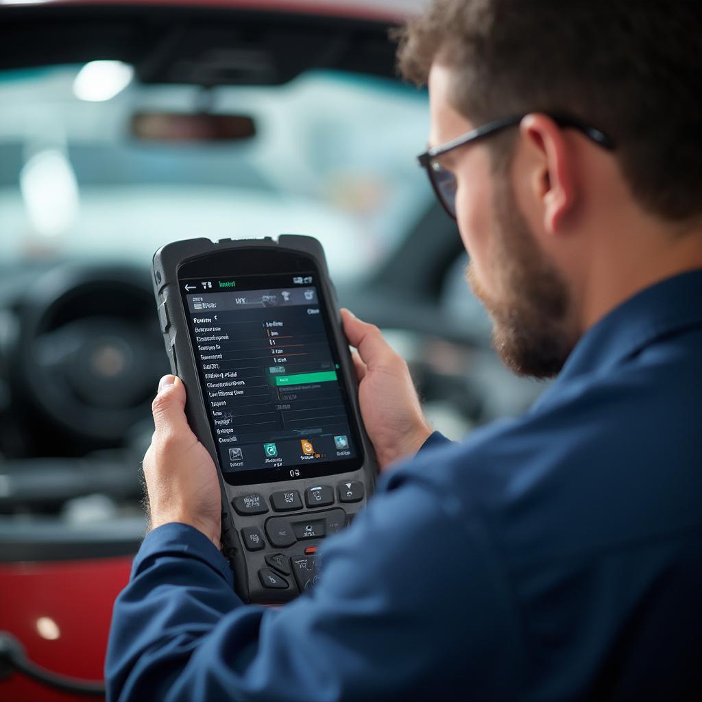 Mechanic Using Innova 3011 OBD2 Scanner