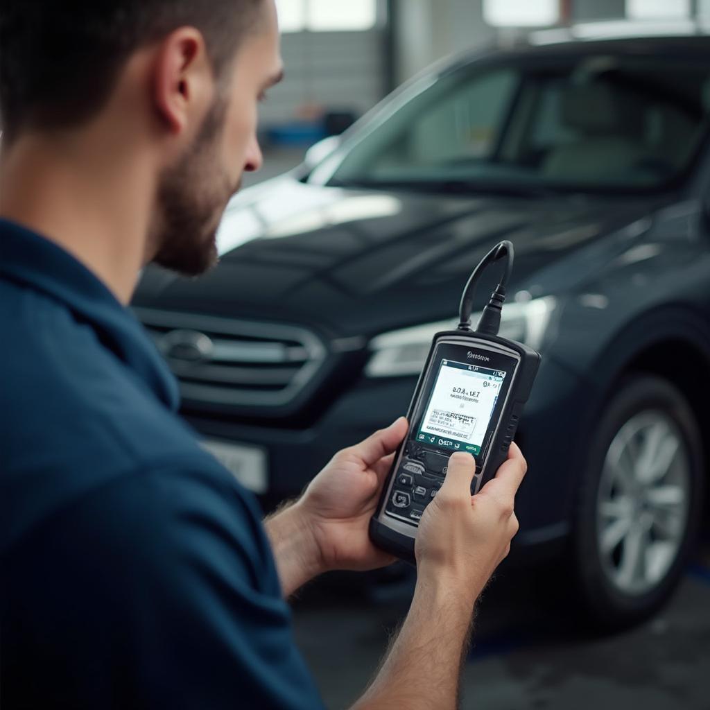 Mechanic Using Innova OBD2 Scanner