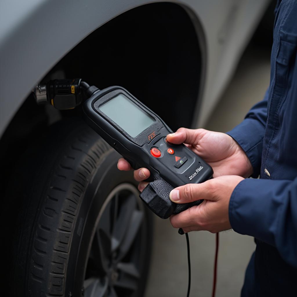 Mechanic Using Nexpeak NX501 to Diagnose Car Problem