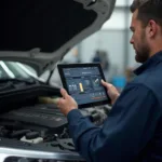 Mechanic Using OBD2 App