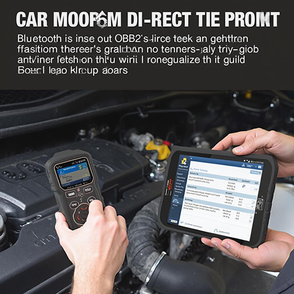 Mechanic Using OBD2 Bluetooth Diesel Scanner on a Car