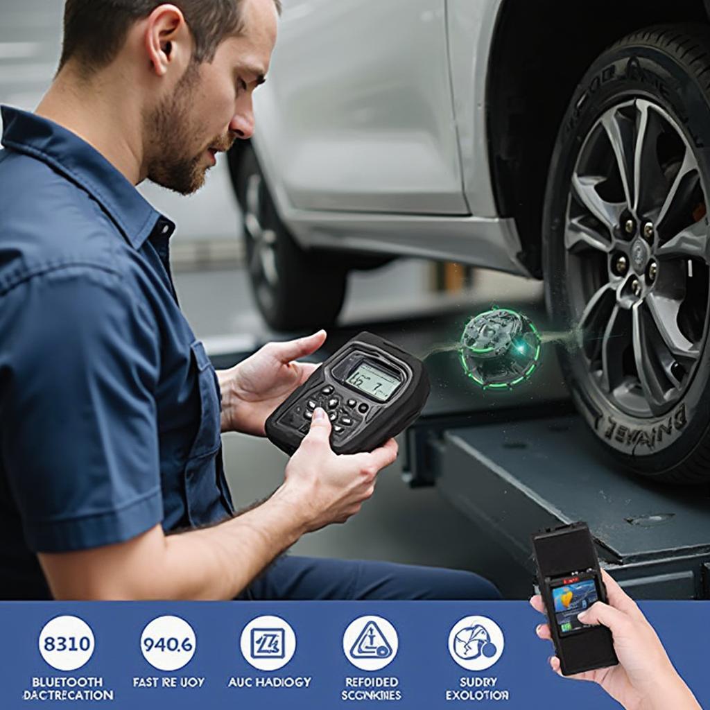 Mechanic Using OBD2 Bluetooth Scanner