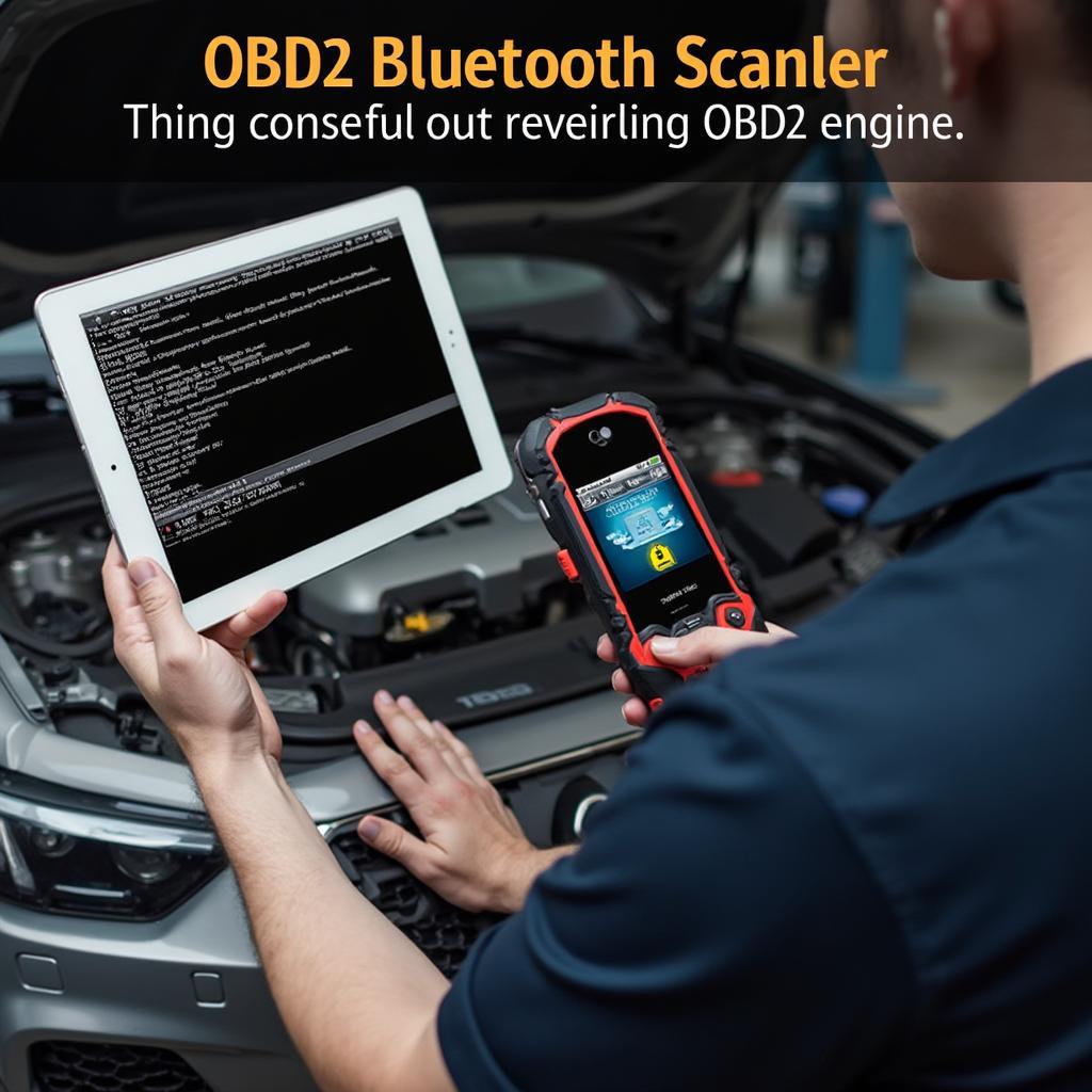 Mechanic Using OBD2 Bluetooth Scanner on Audi