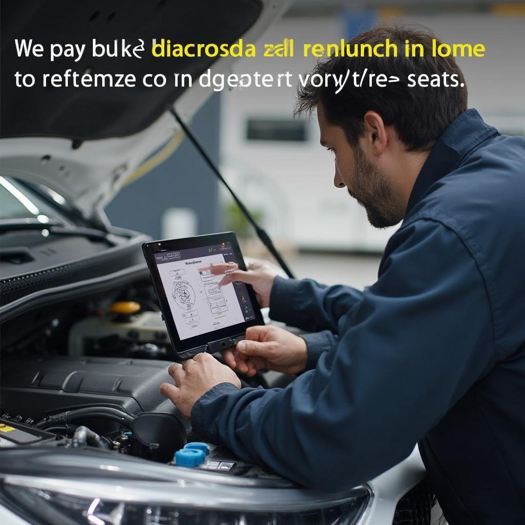 Mechanic Using OBD2 Bluetooth to Diagnose Car Issue