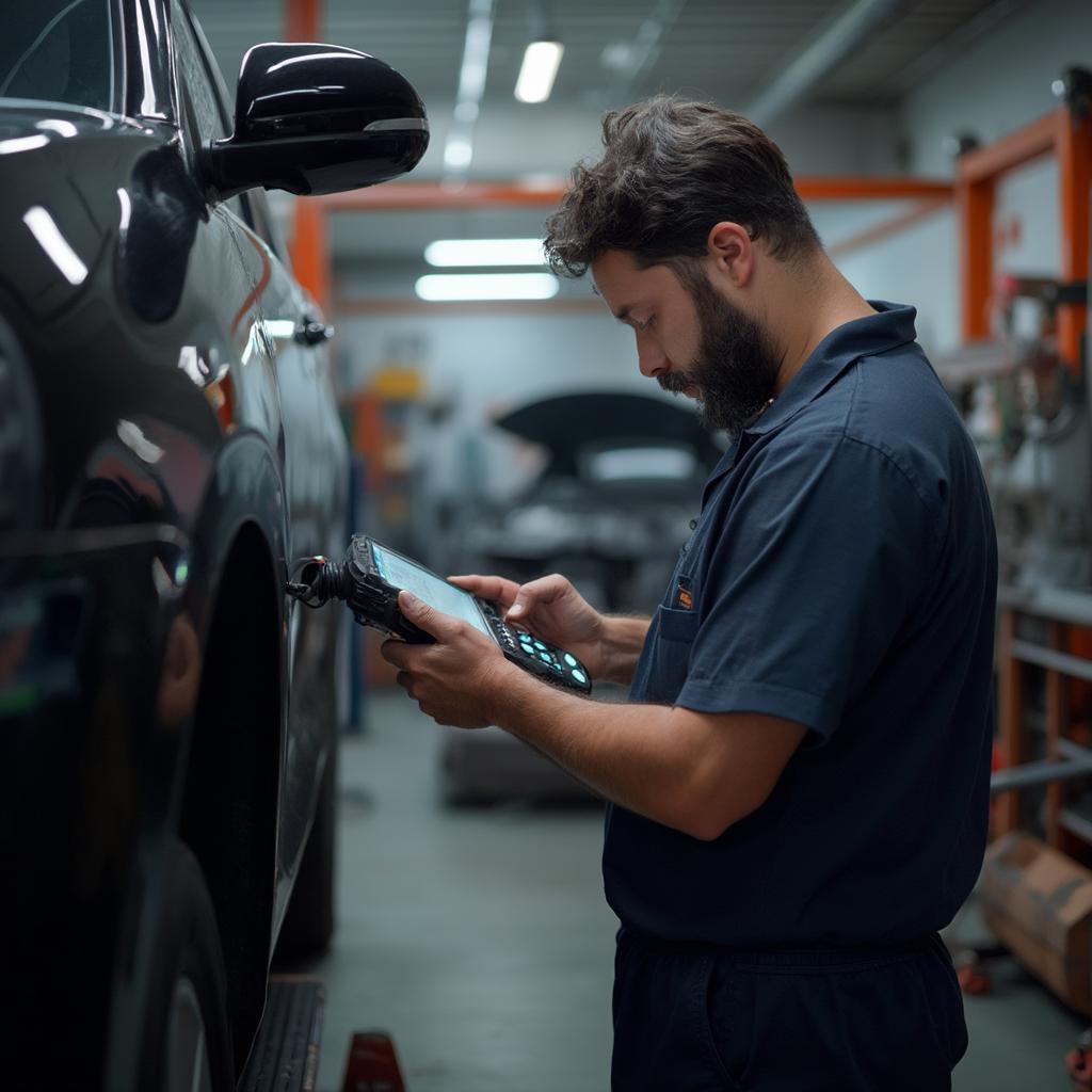 Mechanic Using OBD2 Code Reader