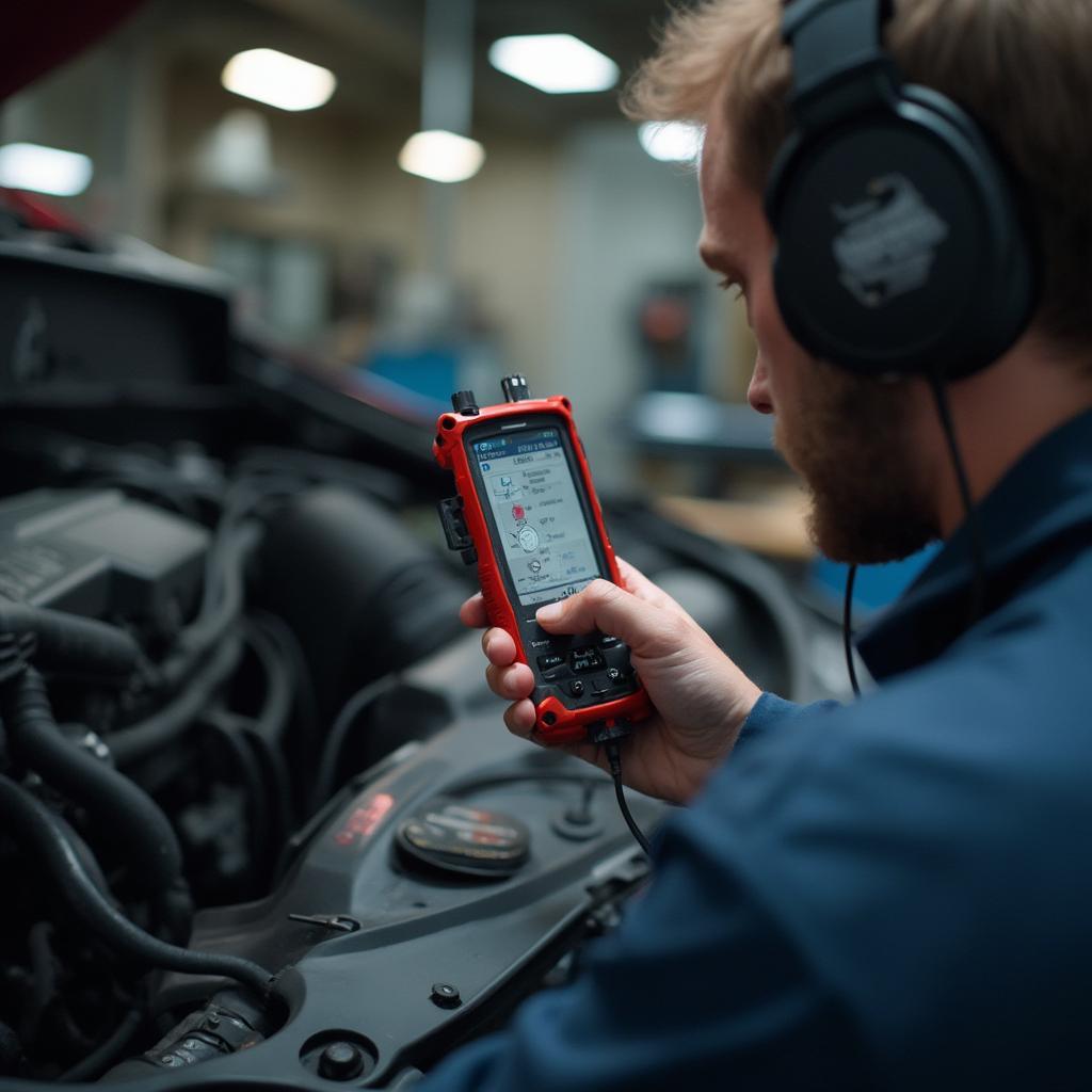 Mechanic Using OBD2 Scan Tool