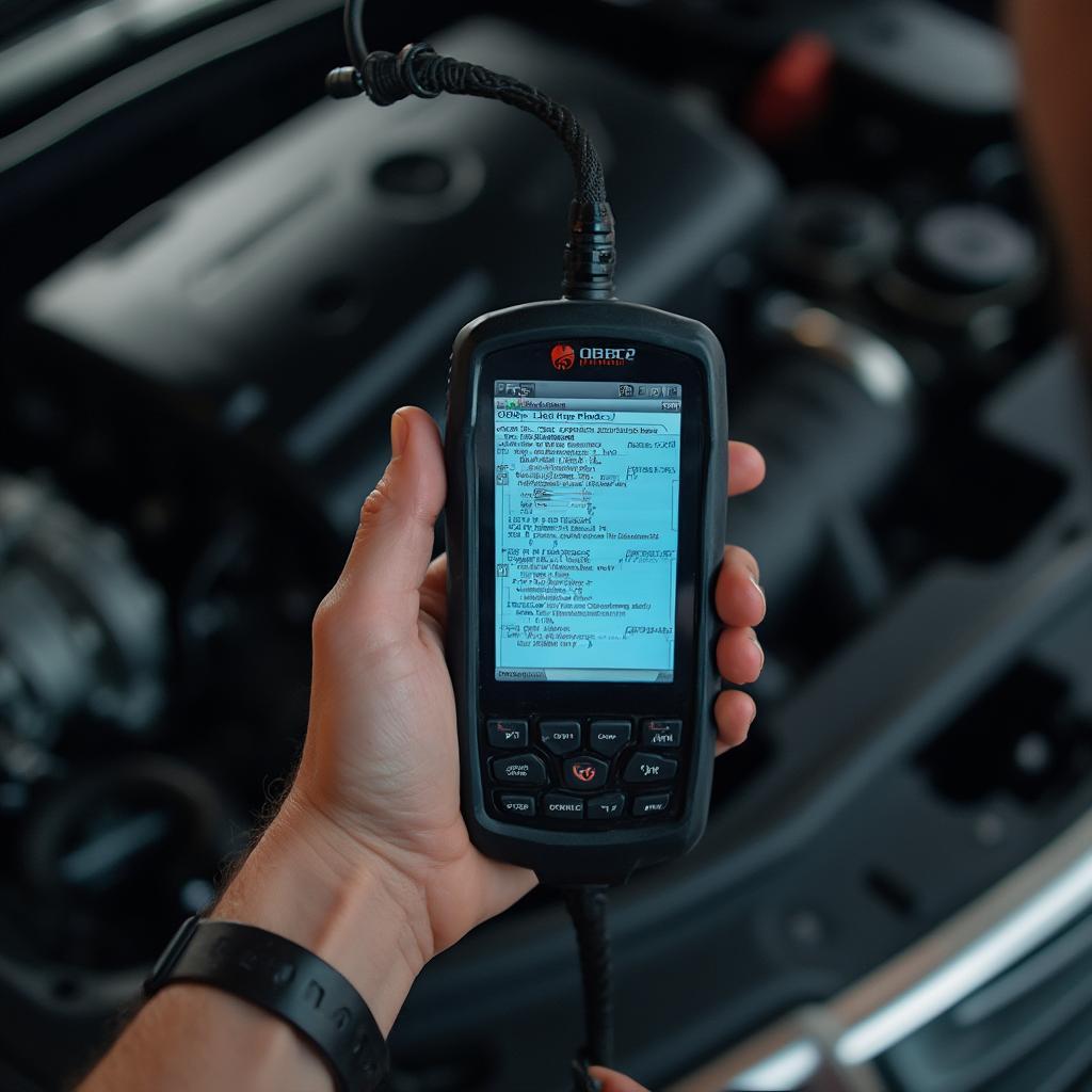 Mechanic using OBD2 Scanner