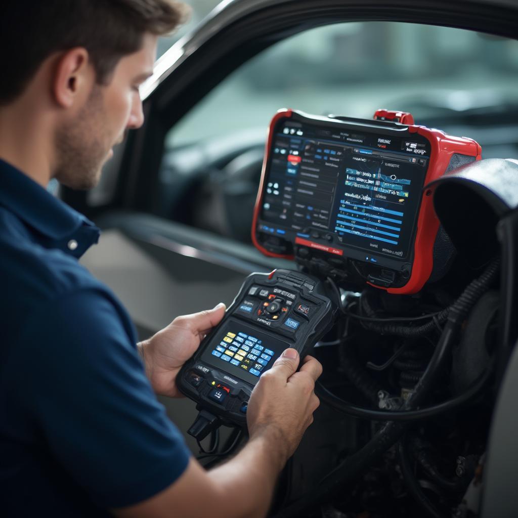 Mechanic Using an OBD2 Scanner