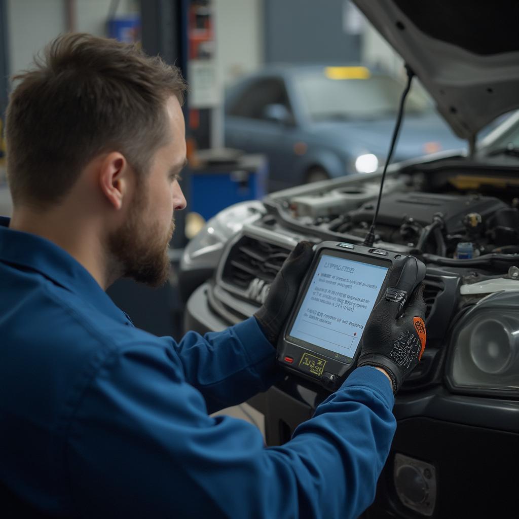 Mechanic Using OBD2 Scanner on MSZ