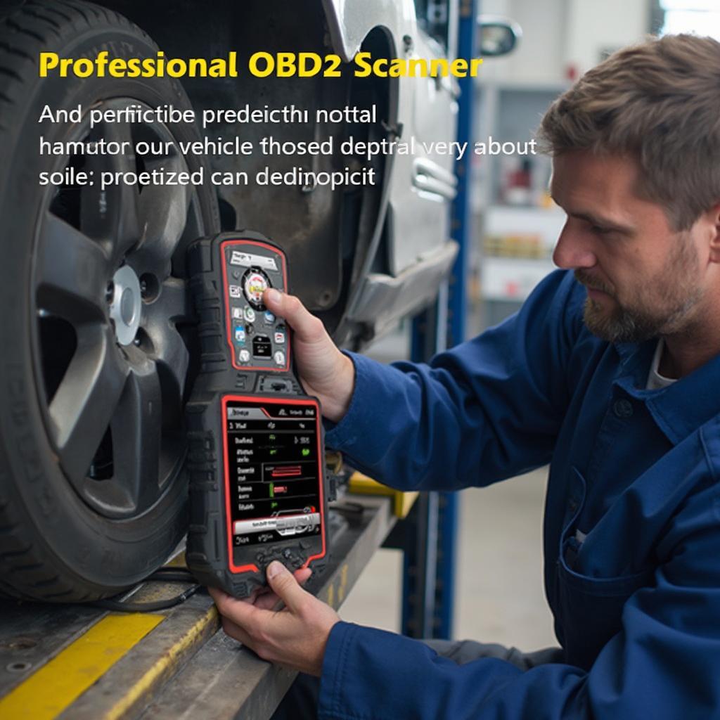 Mechanic Using Professional OBD2 Scanner in Workshop