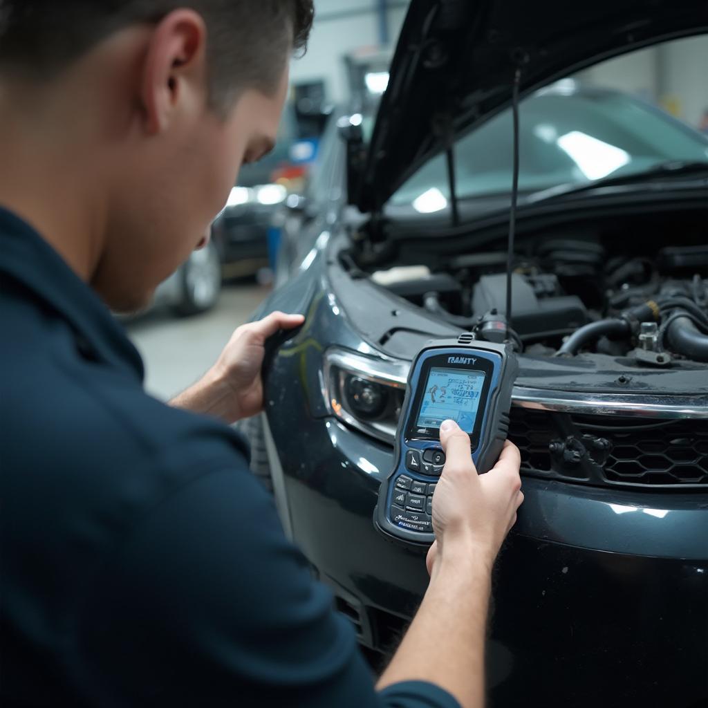 Mechanic Using OBD2 Scantool