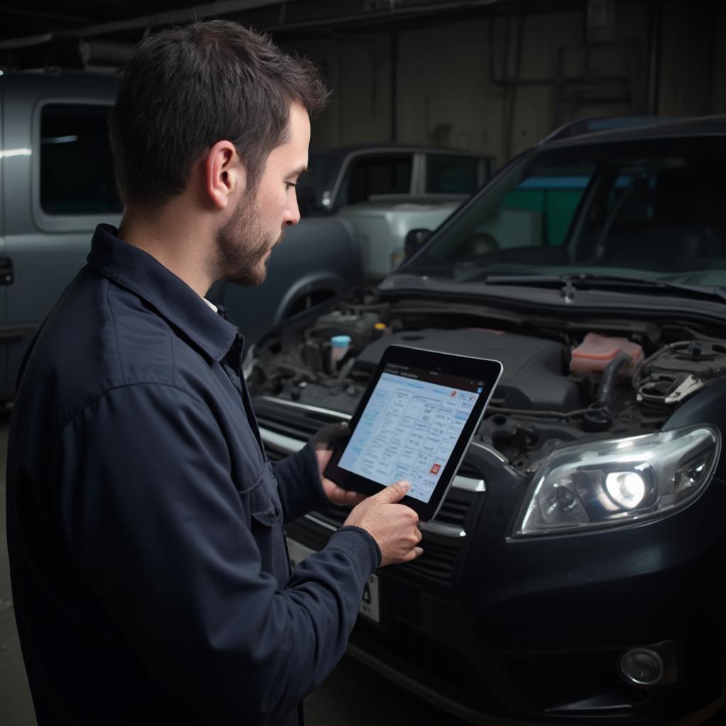 Mechanic Using OBD2 Software