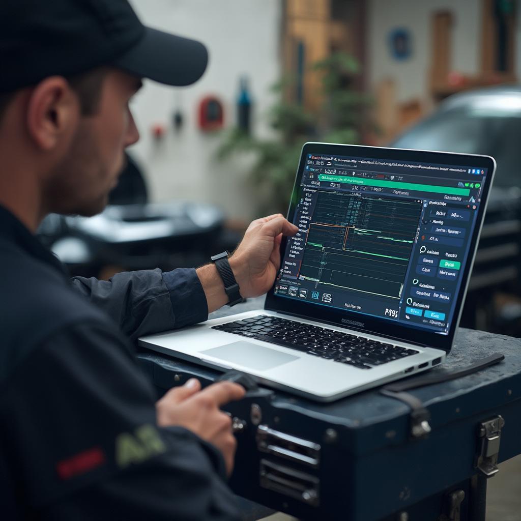 Mechanic Using PC Based OBD2 Scan Tool