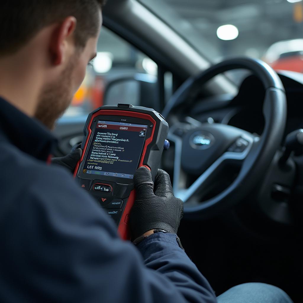 Mechanic Using a Professional OBD2 Scanner