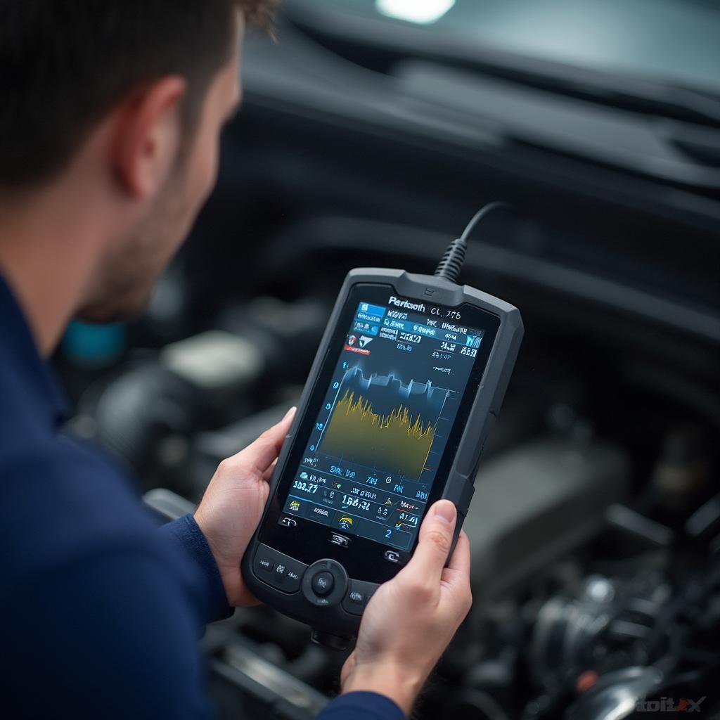 Mechanic Performing Advanced Diagnostics with an OBD2 Scanner