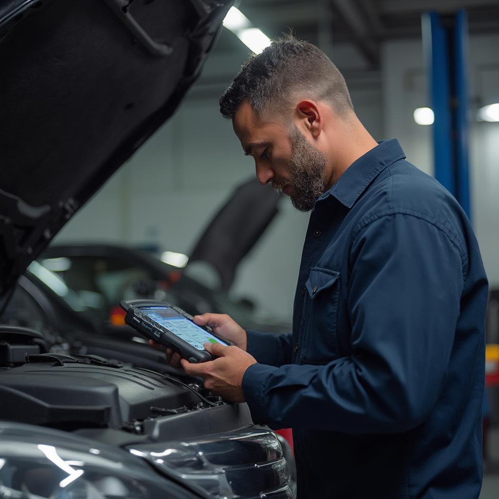 Mechanic Using Smart Drive OBD2 Scanner