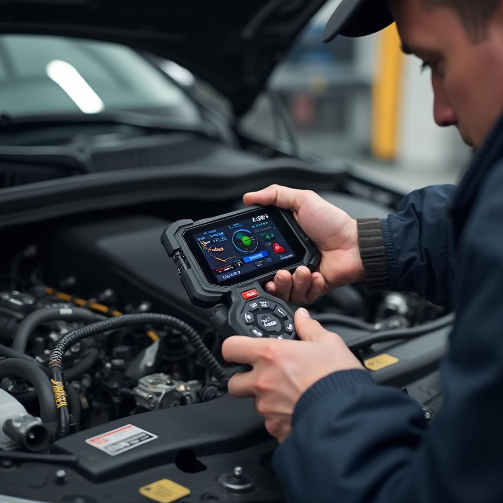 Mechanic Using Smart Gauge OBD2 Scanner