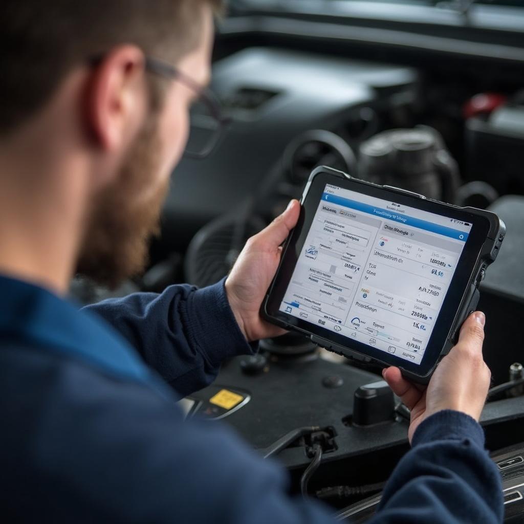 Mechanic Using Streetwize Wireless OBD2 Scanner