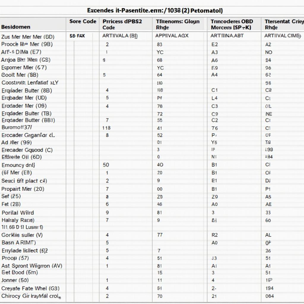 Mercedes OBD2 Trouble Codes