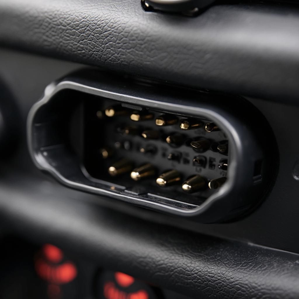 Close-up View of the Mini Cooper 2016 OBD2 Port