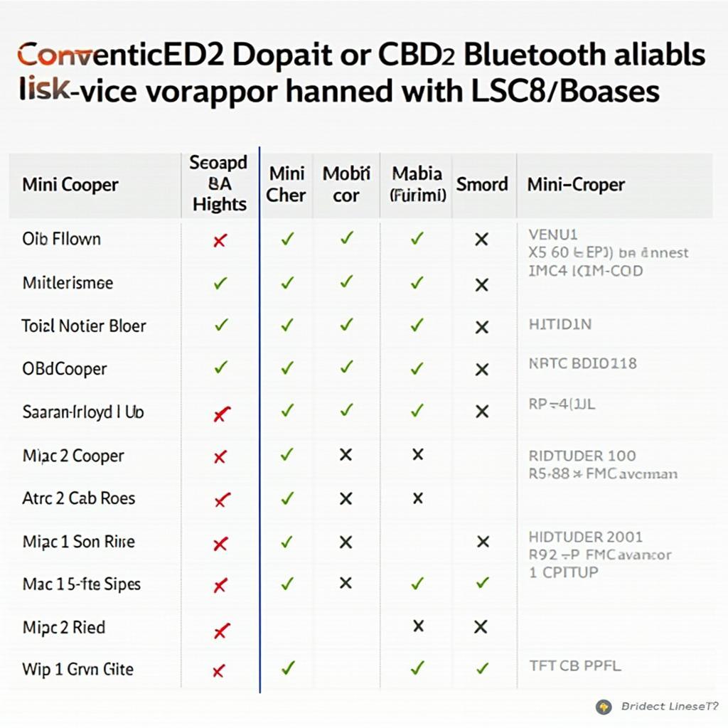 Mini Cooper OBD2 Bluetooth Scanner Compatibility Chart