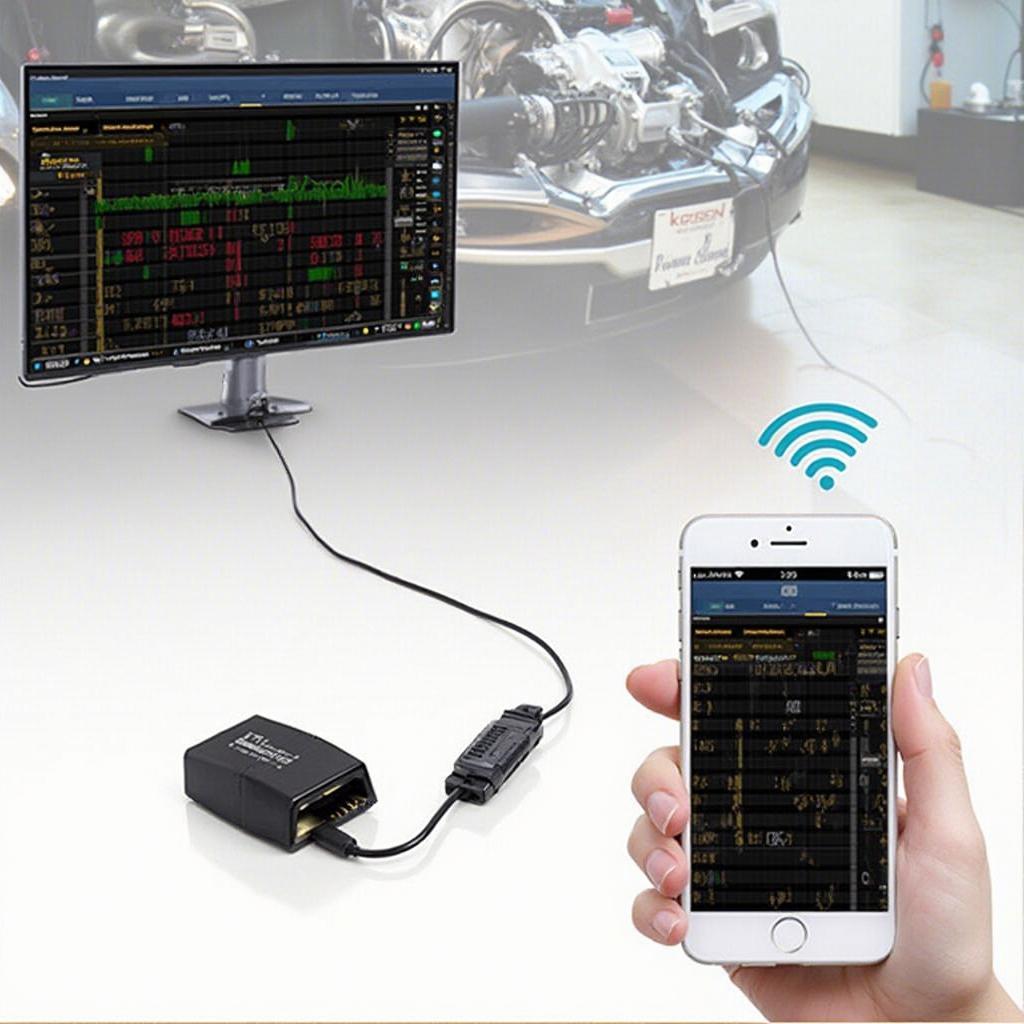 Mini ELM327 Interface OBD2 Connected to Car