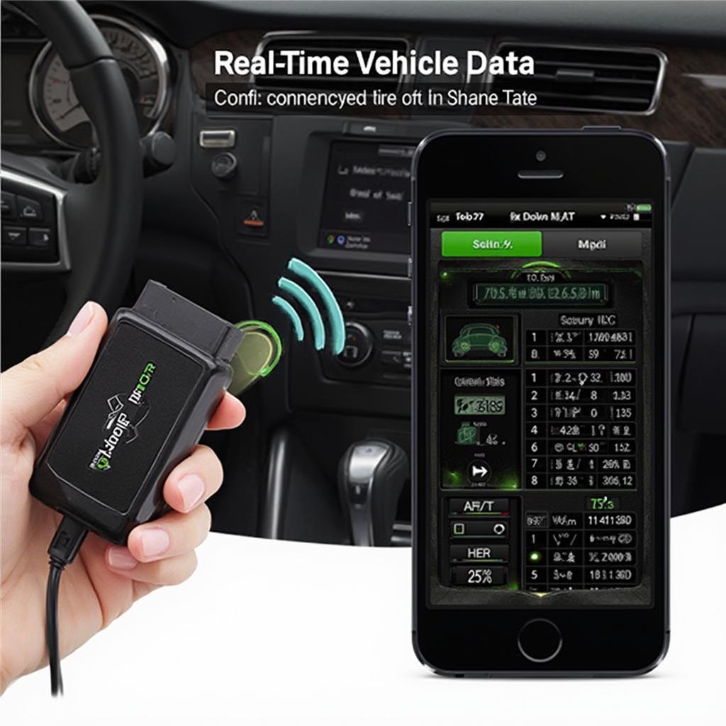 Mini OBD2 Scan Tool Connected to Smartphone