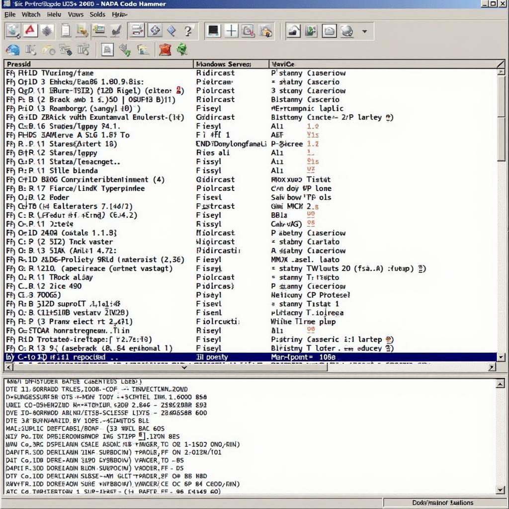 The Napa Code Hammer OBD2 scanner displaying diagnostic trouble codes on its screen.