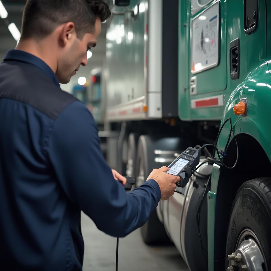 Nexiq USB-Link Connected to a Truck's Diagnostic Port