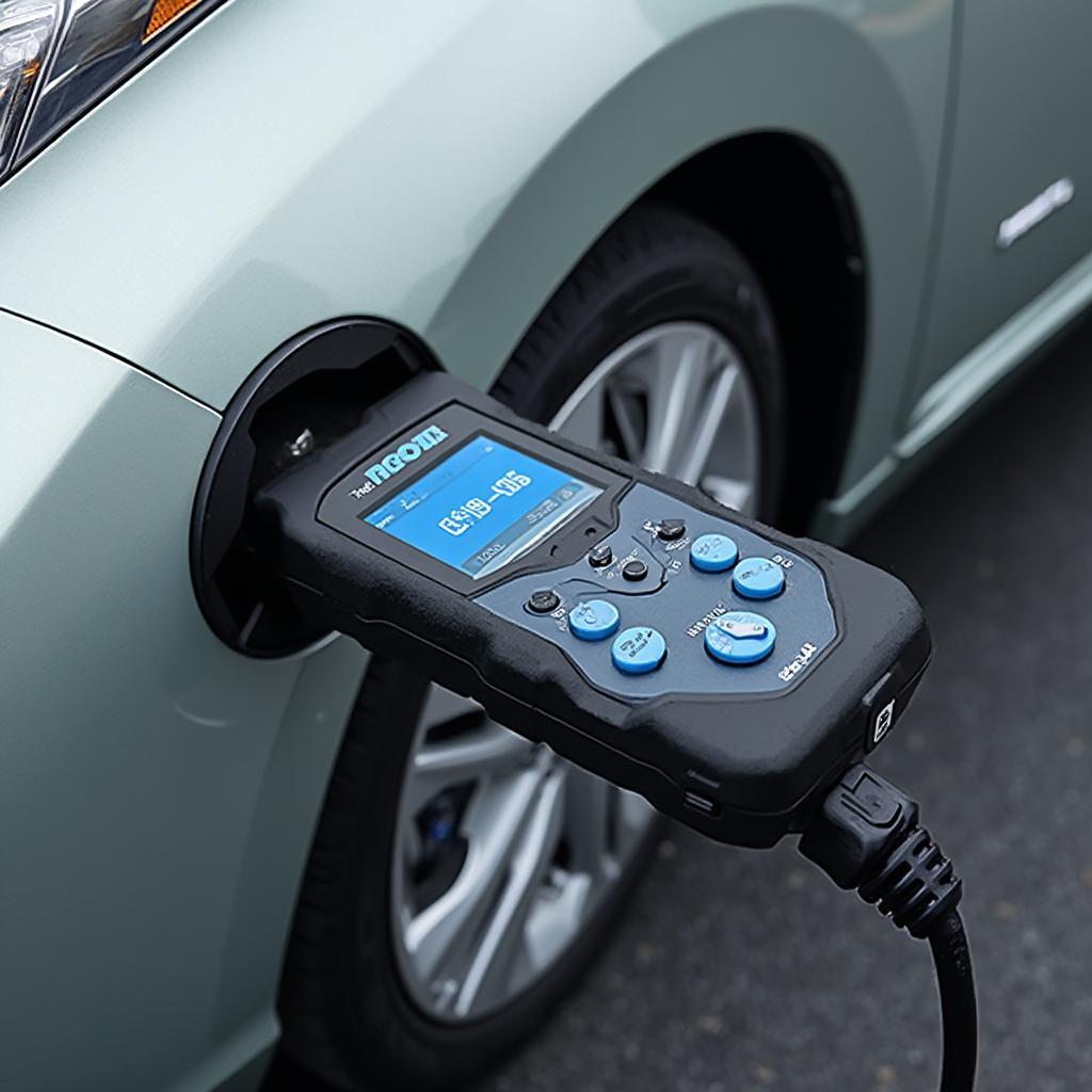 Nissan Leaf OBD2 Scanner Connected to Port