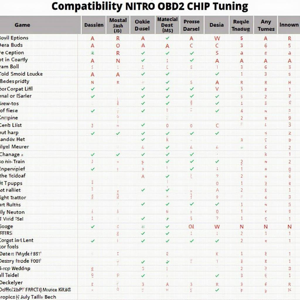 Nitro OBD2 Chip Tuning Diesel Compatibility Chart