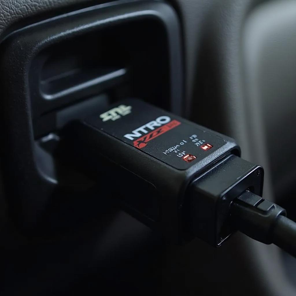 Nitro OBD2 Device Plugged into OBD2 Port