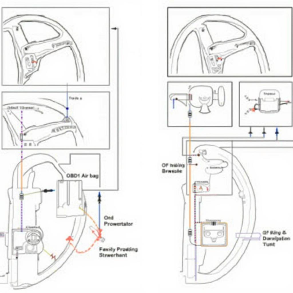 OBD1 Airbag and OBD2 Steering Wheel Wiring Diagram