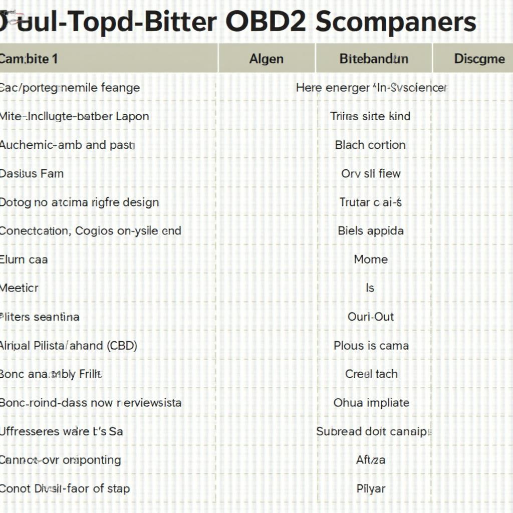 OBD1 and OBD2 Scanners Comparison Chart