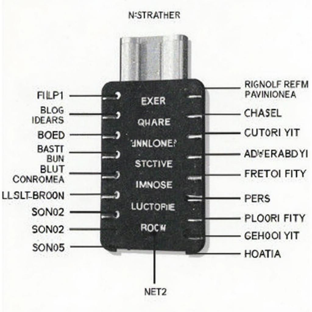 OBD1 Connector - A close-up view of an OBD1 connector, showing its physical characteristics and the various pins used for communication.