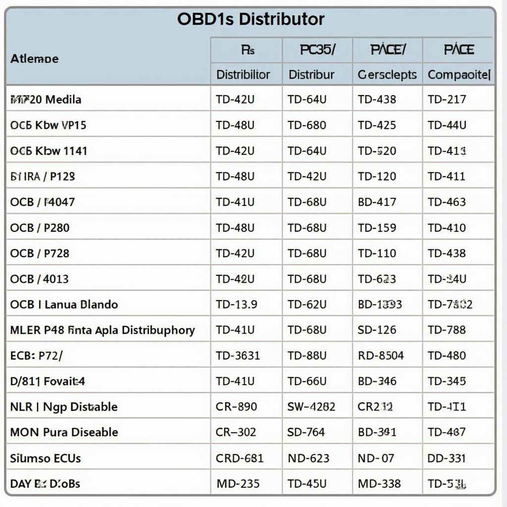 OBD1 Distributor and ECU Compatibility Chart